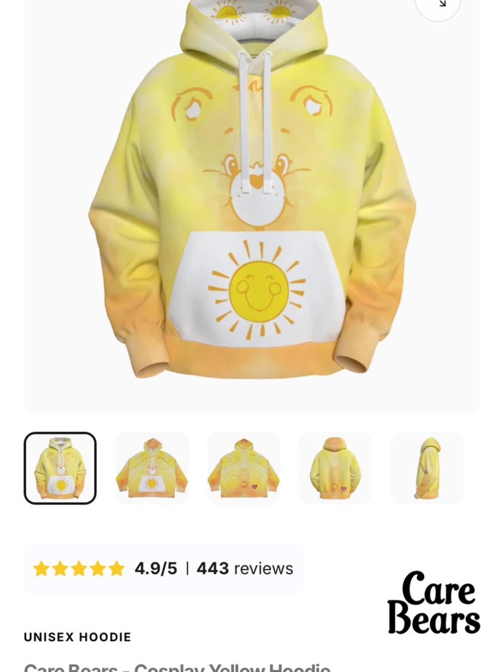 Care Bears Cosplay Sunshine Bear Hoodie